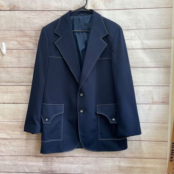 VINTAGE‎ WESTERN BLAZER IN NAVY BLUE - Picture 1 of 7